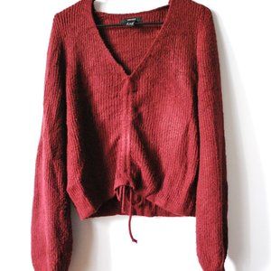 Women's Drawstring Red Sweater Top Size Medium